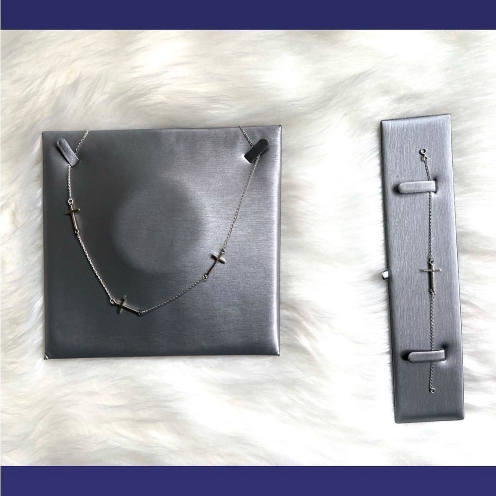 Silver .925 Cross Necklace and Bracelet Set